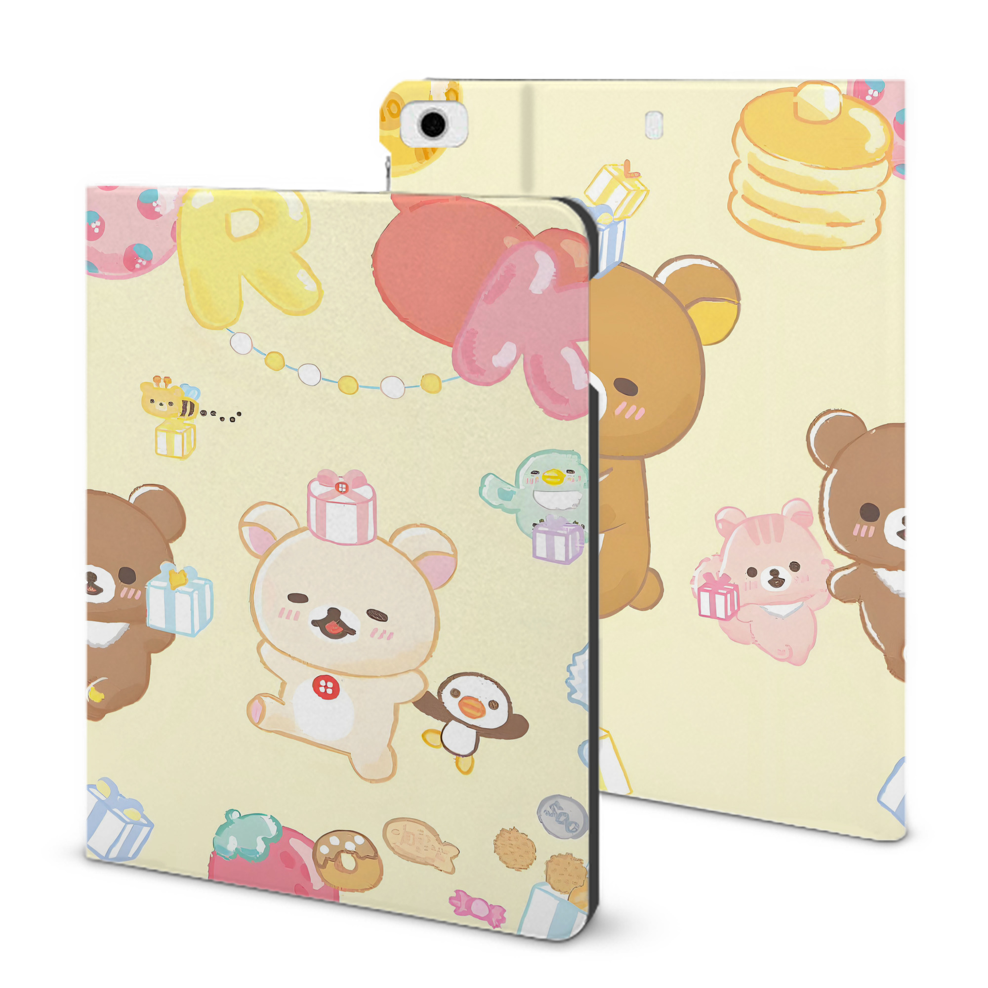 （画像用） リラックマ リラックマ キイロイトリ Rilakkuma Korilakkuma Kiiroitori IPad ケース ブック型 PUレザー TPU 耐衝撃 軽量 薄型 ペン収納なし 全面保護 IPad 各モデル対応